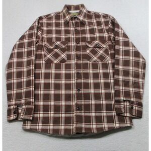 VTG 70's Sears Sportswear Shirt Mens Medium Tall Brown Plaid‎ Quilted Flannel